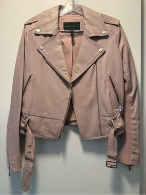 BCBGMaxAzria Dusty Blush Leather Moto Jacket